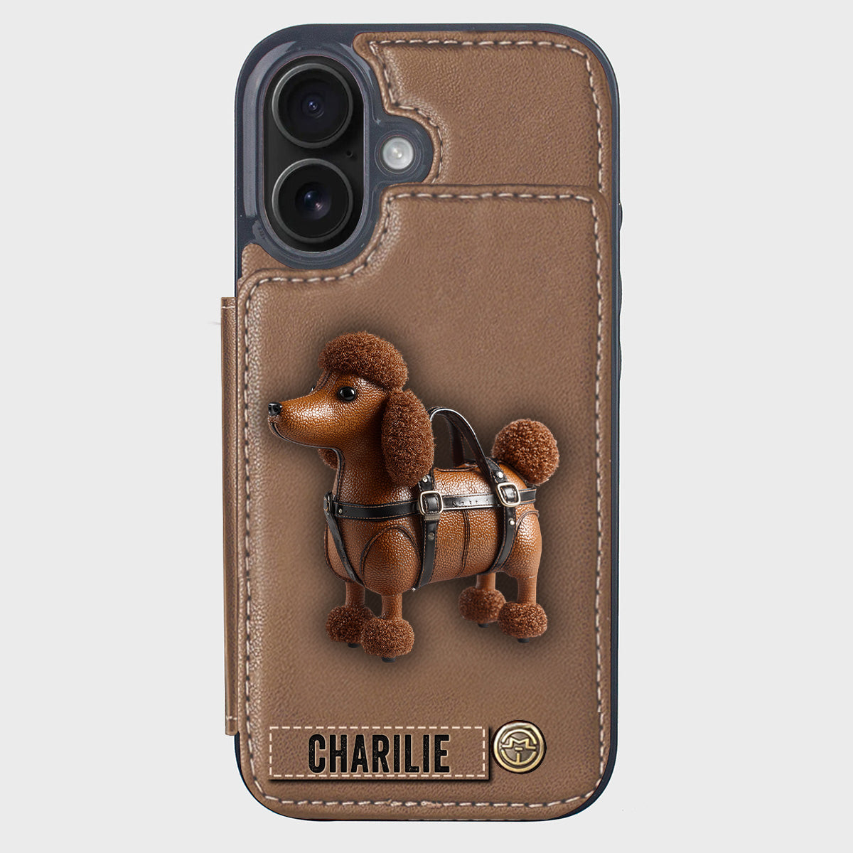 Étui portefeuille personnalisé pour téléphone avec un adorable caniche - Étui pour téléphone à motif chien