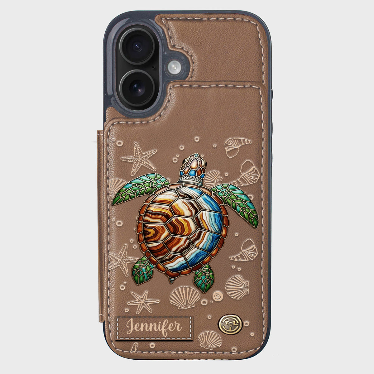 Étui portefeuille personnalisé Tortue et Mer - Étui de téléphone à motif tortue