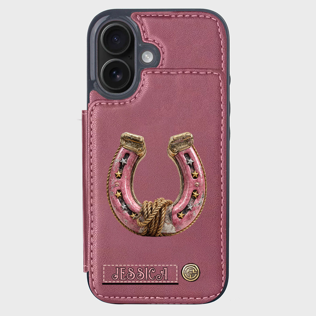 Étui portefeuille personnalisé Horseshoe pour téléphone - Motif cheval