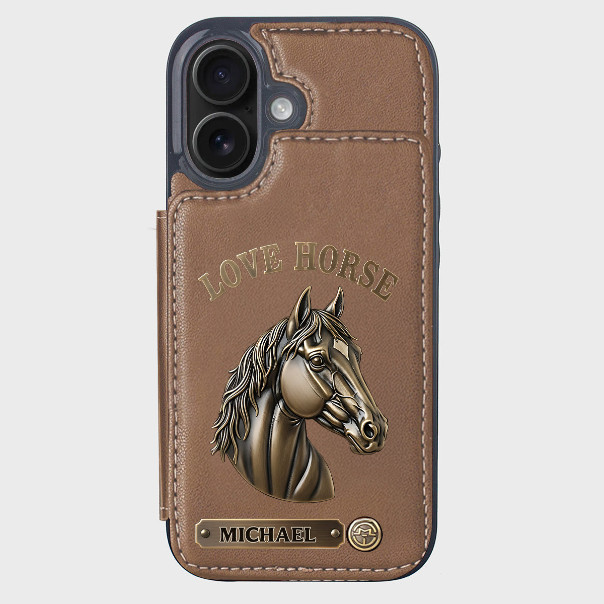 Étui portefeuille personnalisé pour téléphone Love Horse