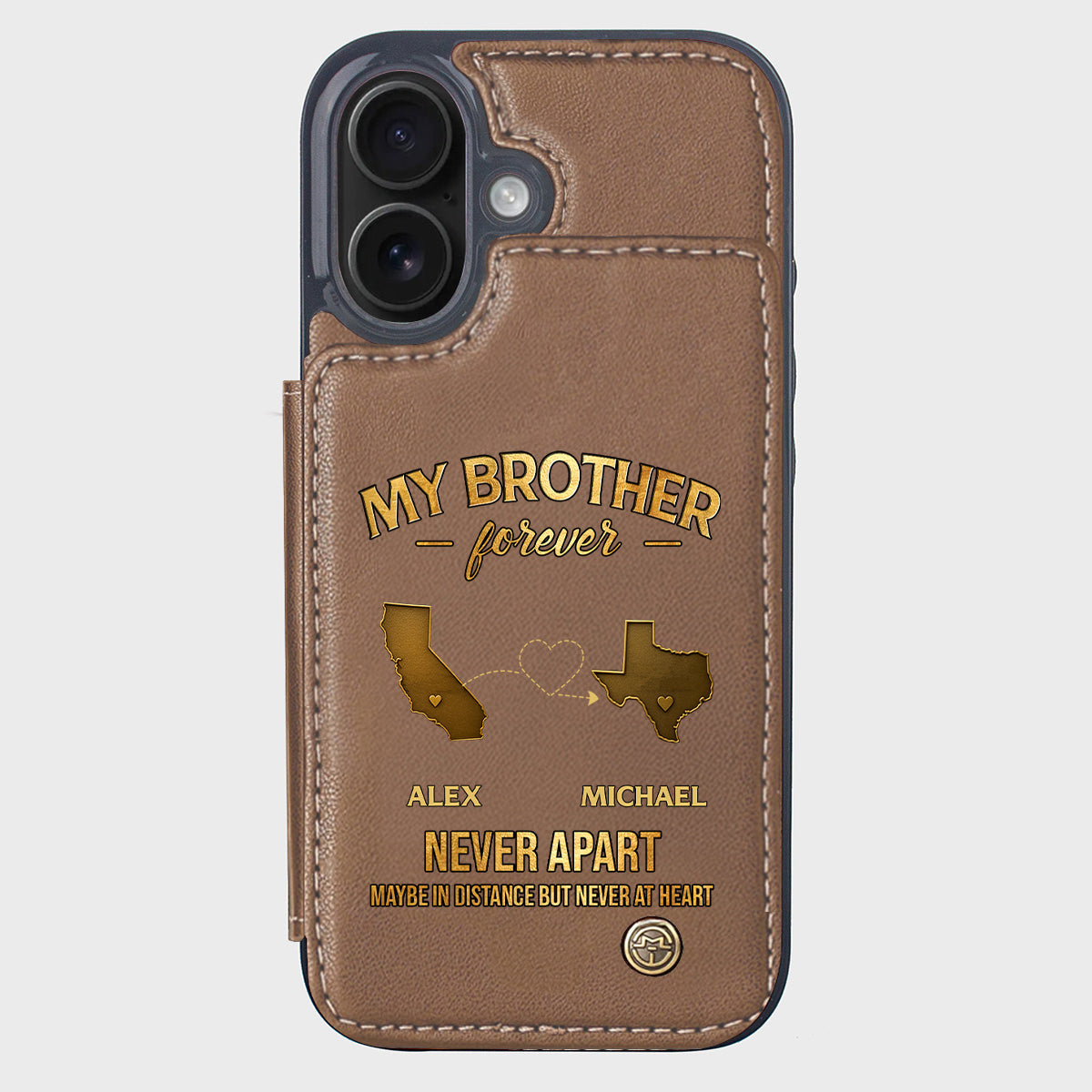My Brother/ Sister/ Son... Forever, Never Apart Maby In Distance But Never At Heart - Personalized Sibling Wallet Phone Case