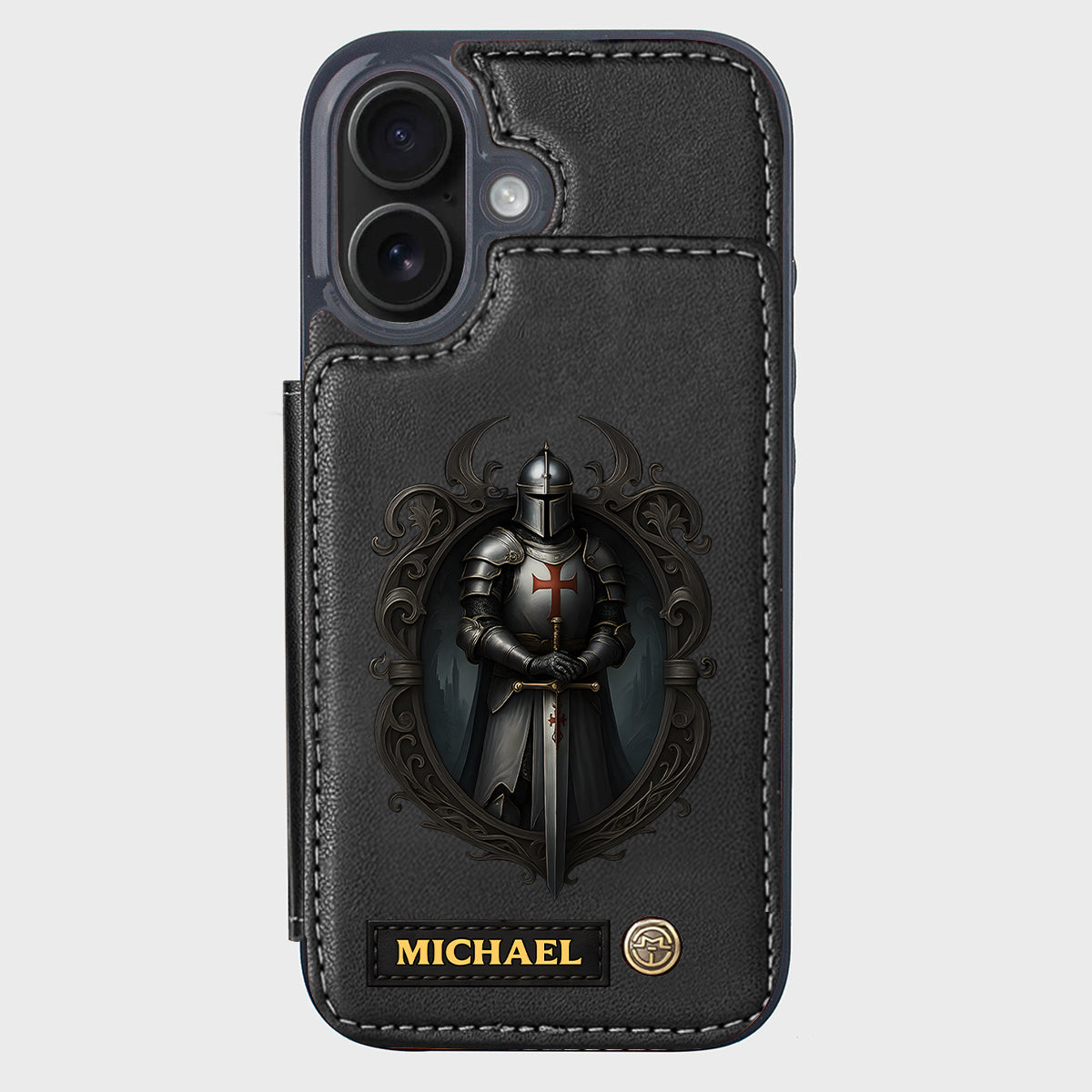 Étui portefeuille chrétien personnalisé Knight Of God -