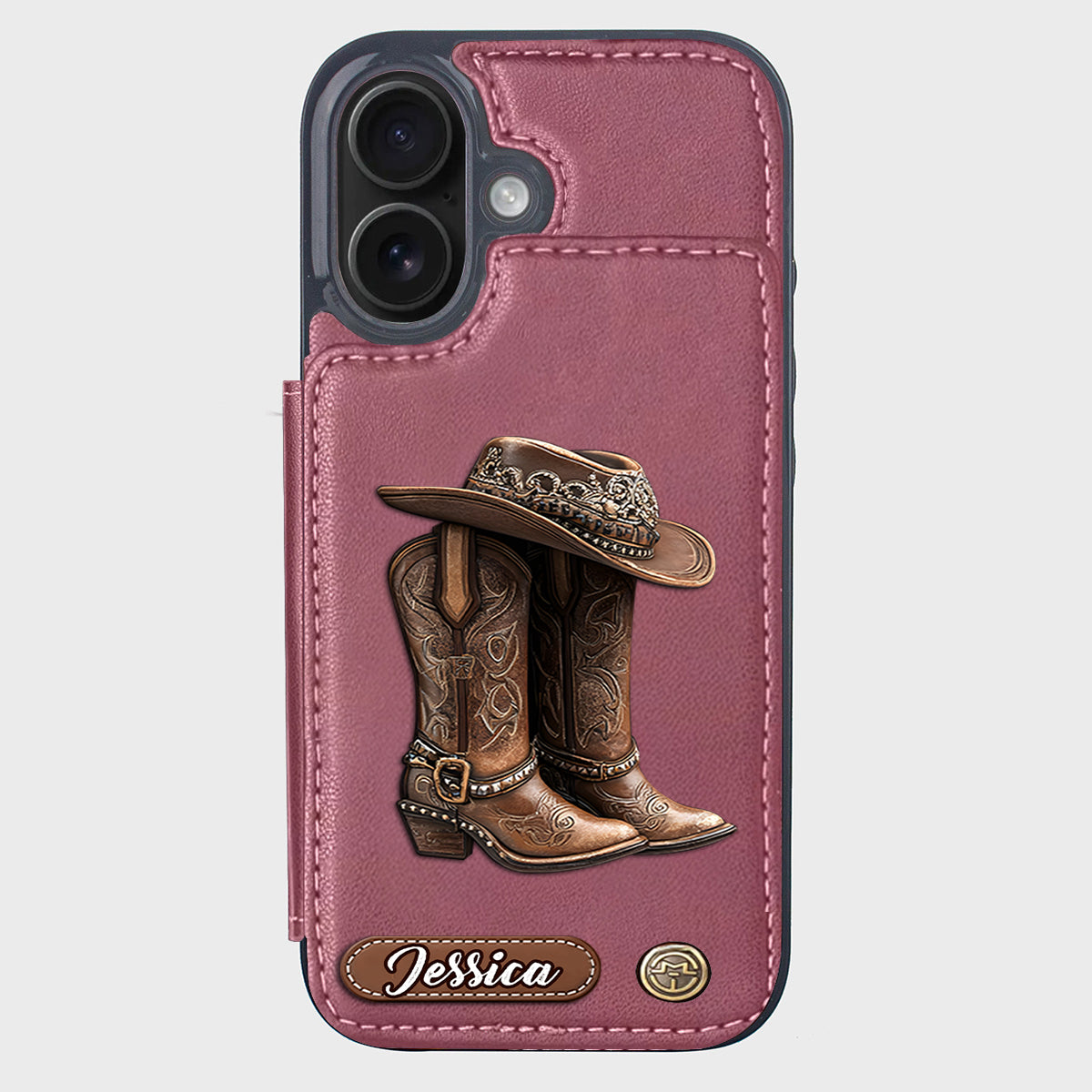 Western Spirit - Étui portefeuille personnalisé pour téléphone, style cowgirl