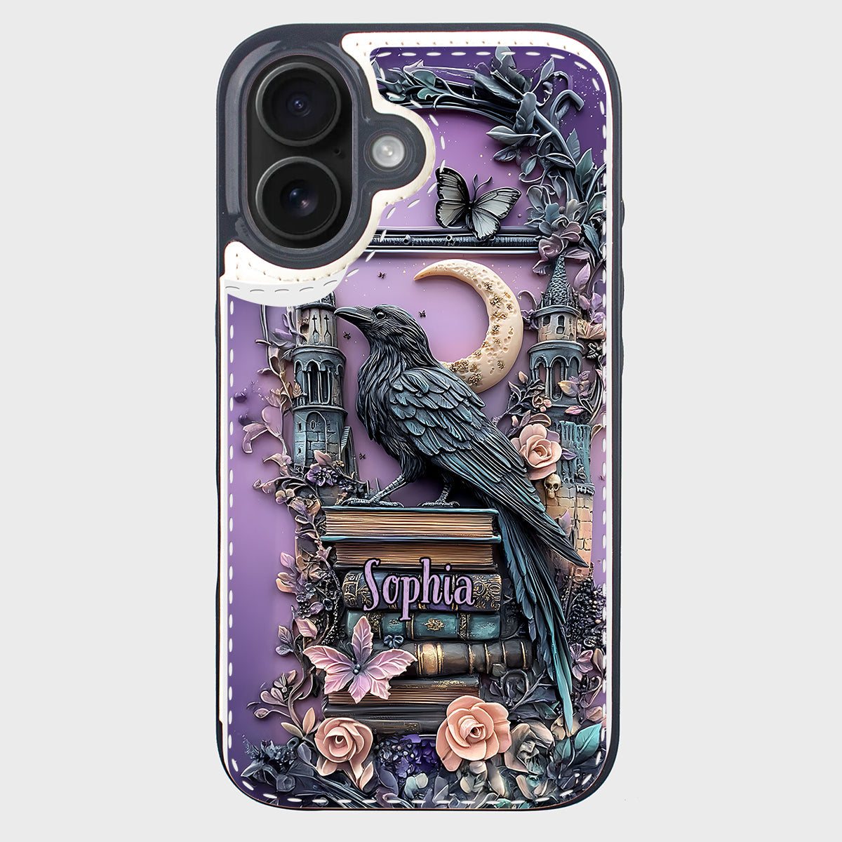 Étui portefeuille pliable personnalisé Dark Academia Book Reader - Étui de téléphone avec livre intégré