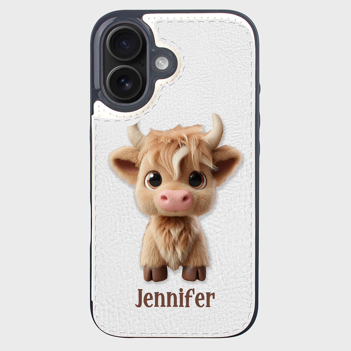 Étui portefeuille pliable personnalisé avec une adorable vache des Highlands