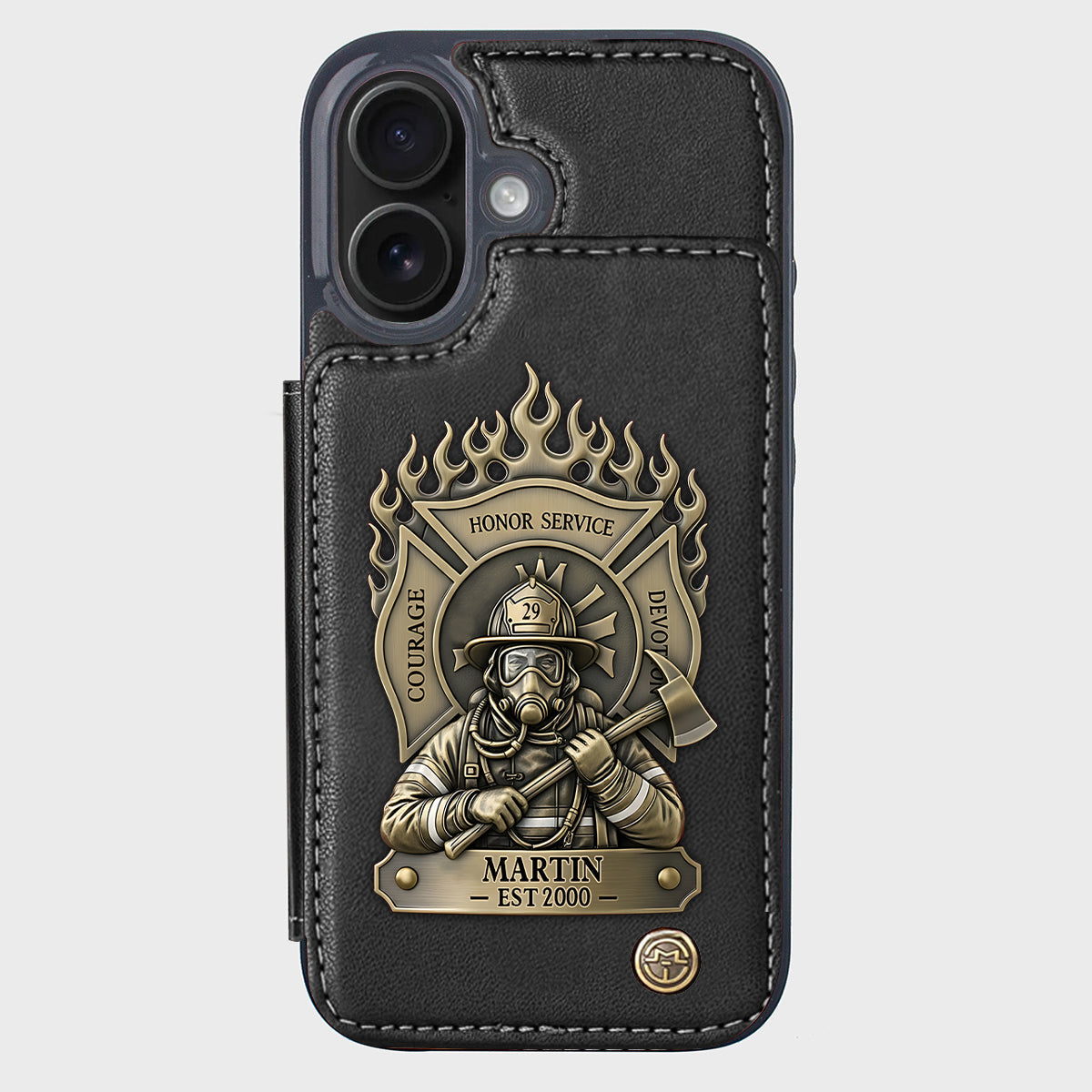 Fier pompier - Étui portefeuille personnalisé pour téléphone