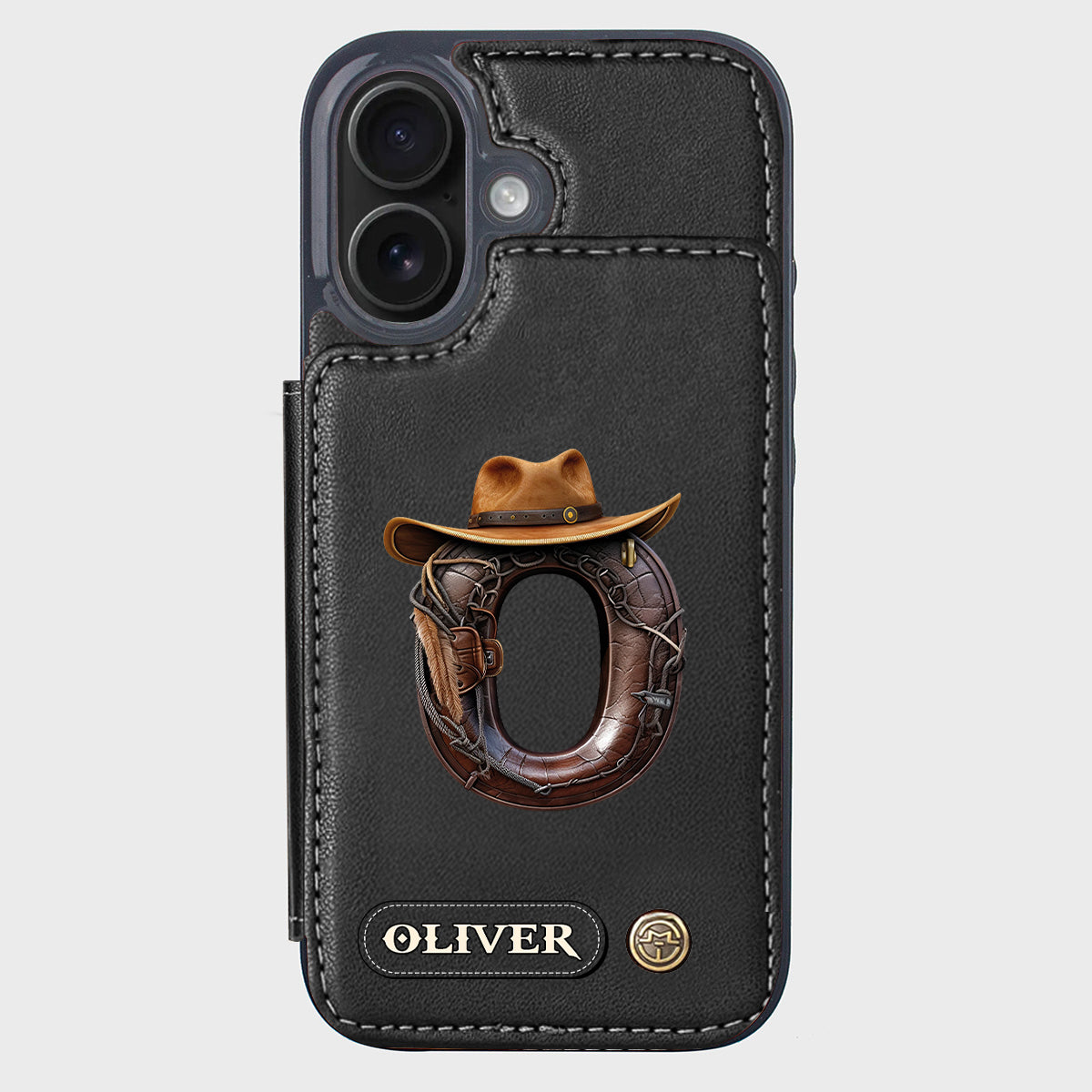 Étui portefeuille/téléphone personnalisé style western avec initiale du prénom - Cowboy/Cowgirl