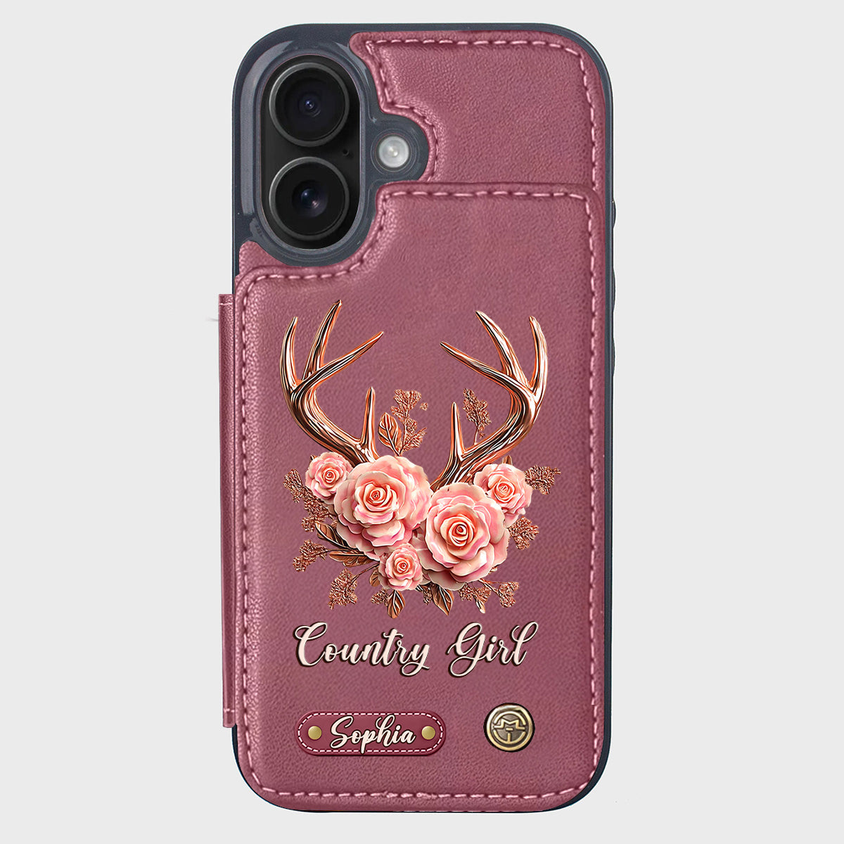 Étui portefeuille personnalisé Country Girl - Étui de téléphone à motif chasse