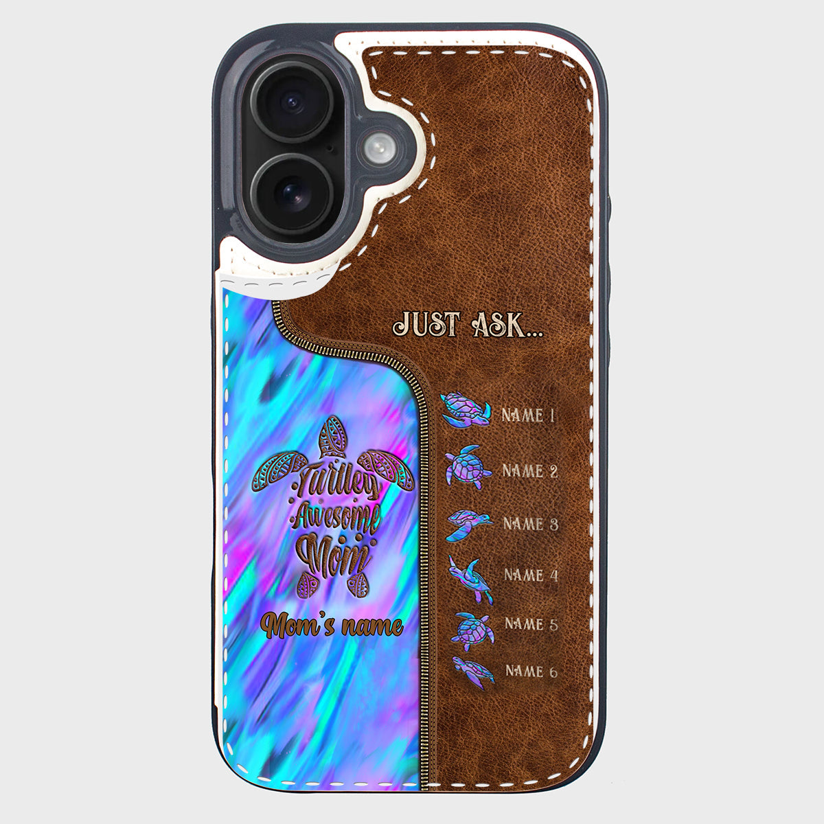 Étui portefeuille pliable personnalisé « Main dans la main » pour téléphone, motif maman