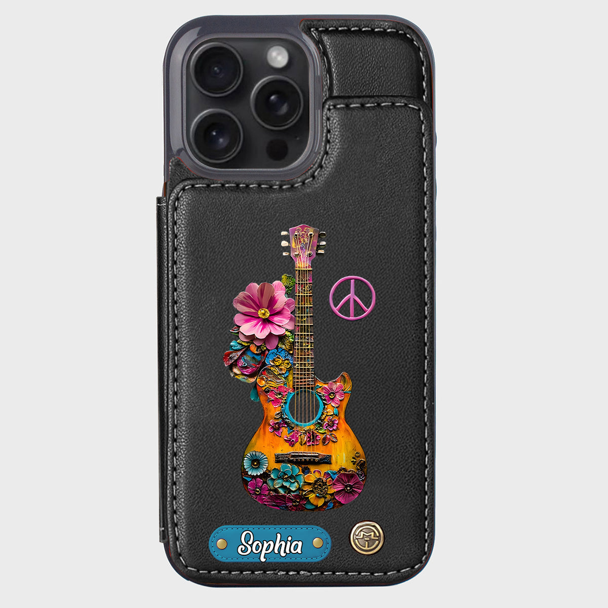 Hippie Soul - Étui portefeuille personnalisé pour téléphone style hippie