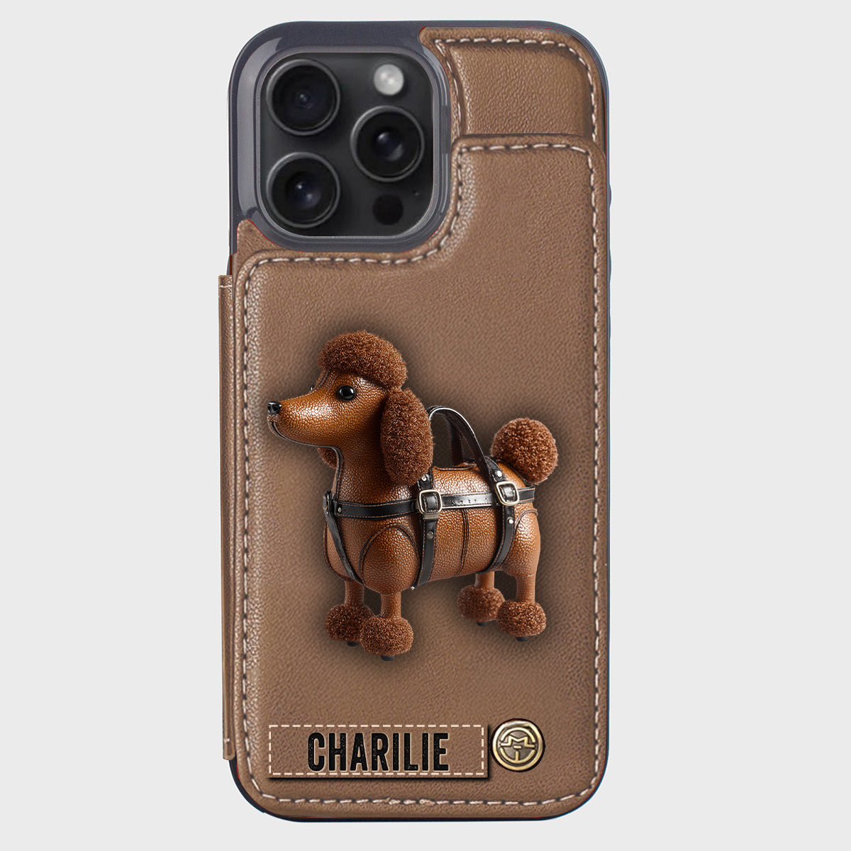 Étui portefeuille personnalisé pour téléphone avec un adorable caniche - Étui pour téléphone à motif chien
