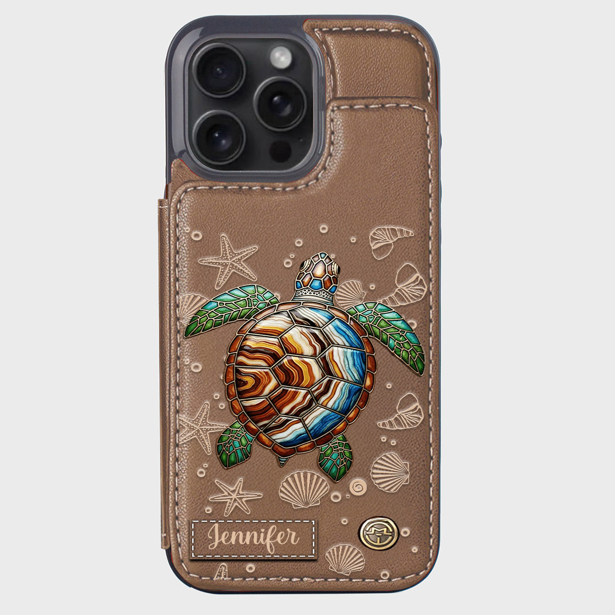 Étui portefeuille personnalisé Tortue et Mer - Étui de téléphone à motif tortue