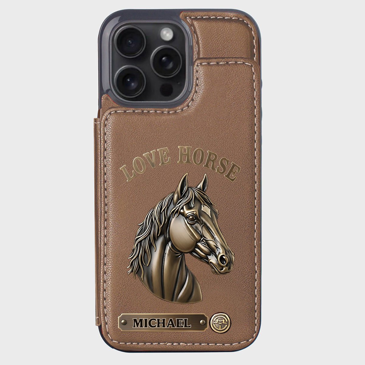 Étui portefeuille personnalisé pour téléphone Love Horse