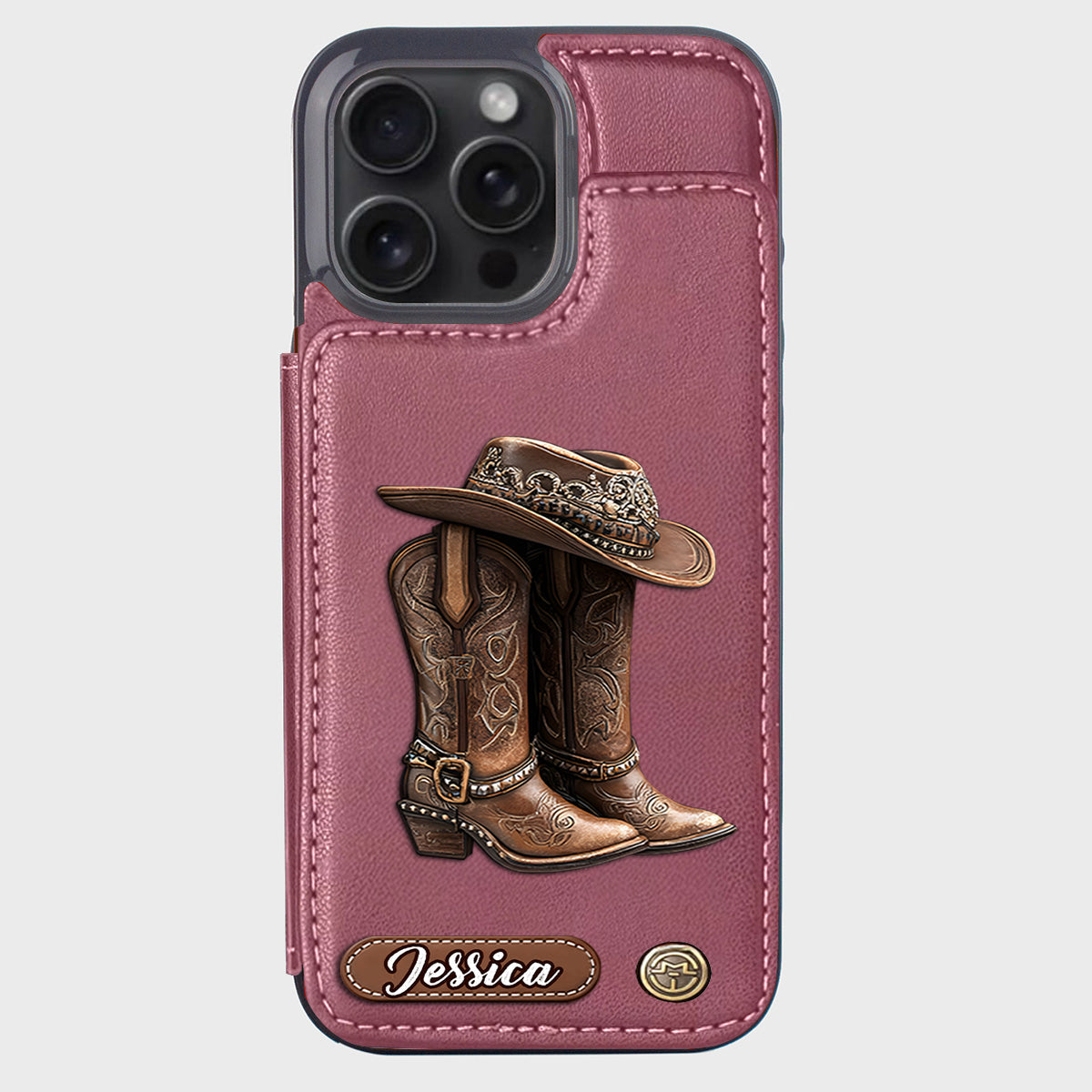 Western Spirit - Étui portefeuille personnalisé pour téléphone, style cowgirl