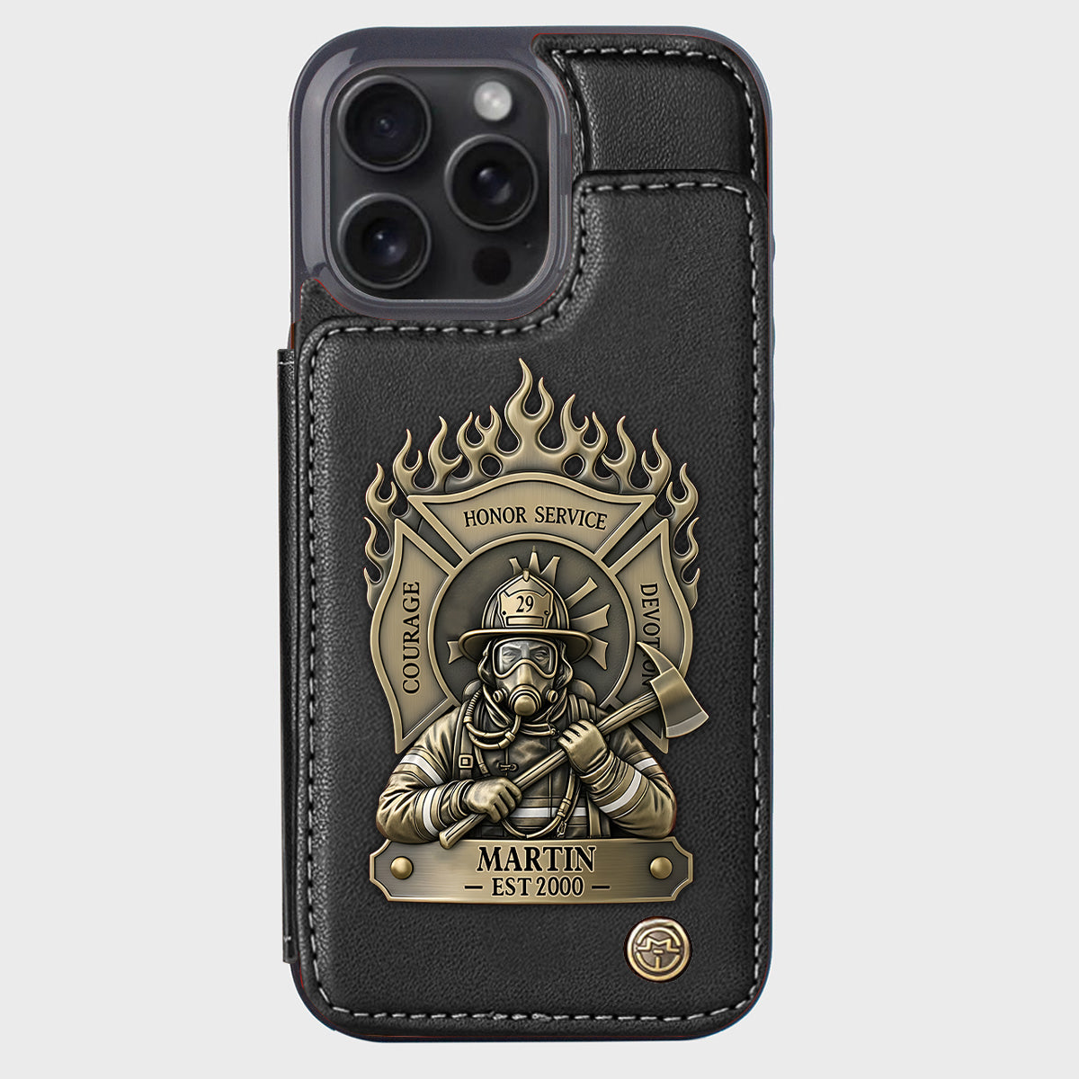 Fier pompier - Étui portefeuille personnalisé pour téléphone