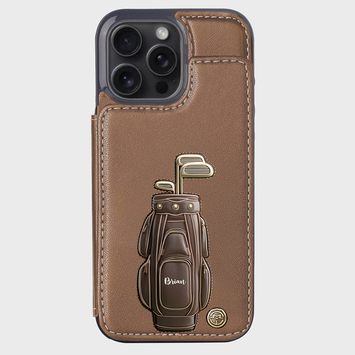 Cadeau de luxe pour golfeur - Étui portefeuille/téléphone personnalisé avec nom - Nom personnalisé