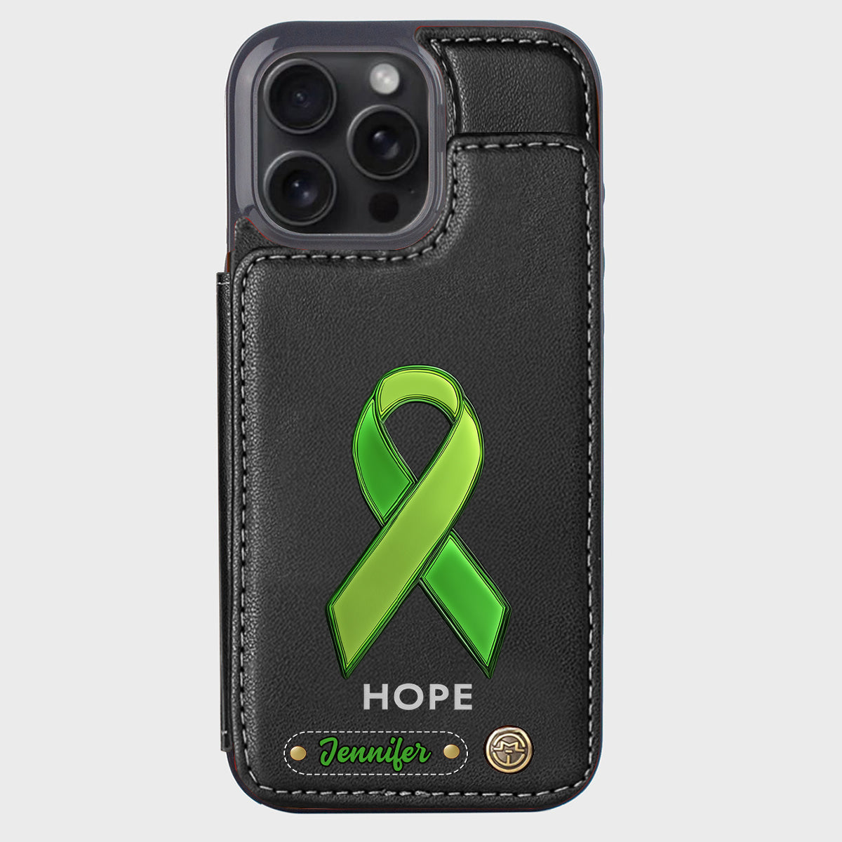 Espoir - Étui portefeuille personnalisé pour téléphone portable, symbole de sensibilisation à la santé mentale