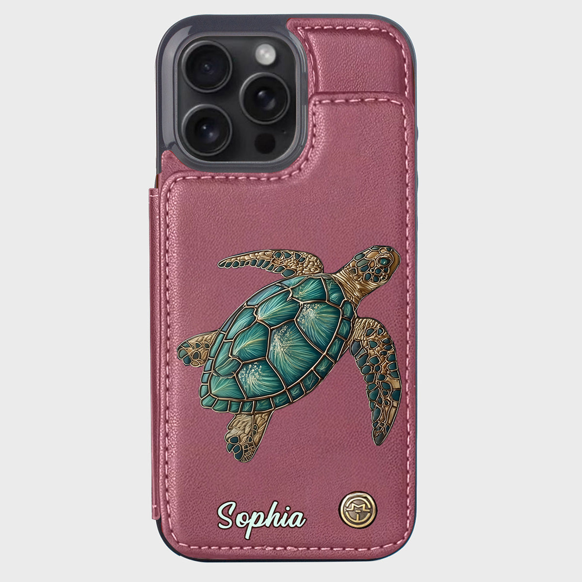 Étui portefeuille personnalisé pour téléphone portable avec une tortue - J'adore les tortues