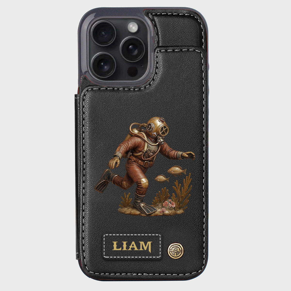 Cadeau pour les passionnés de plongée sous-marine - Étui portefeuille/téléphone personnalisé sur le thème de la plongée