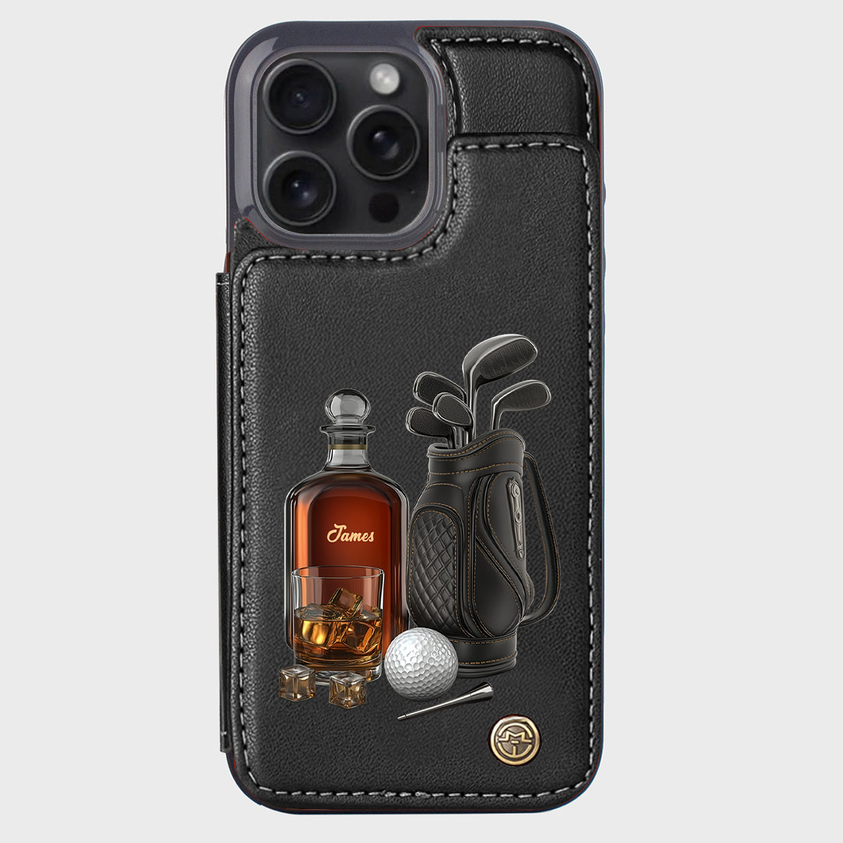 Whiskey & Golf - Étui portefeuille de téléphone personnalisé sur le thème du golf