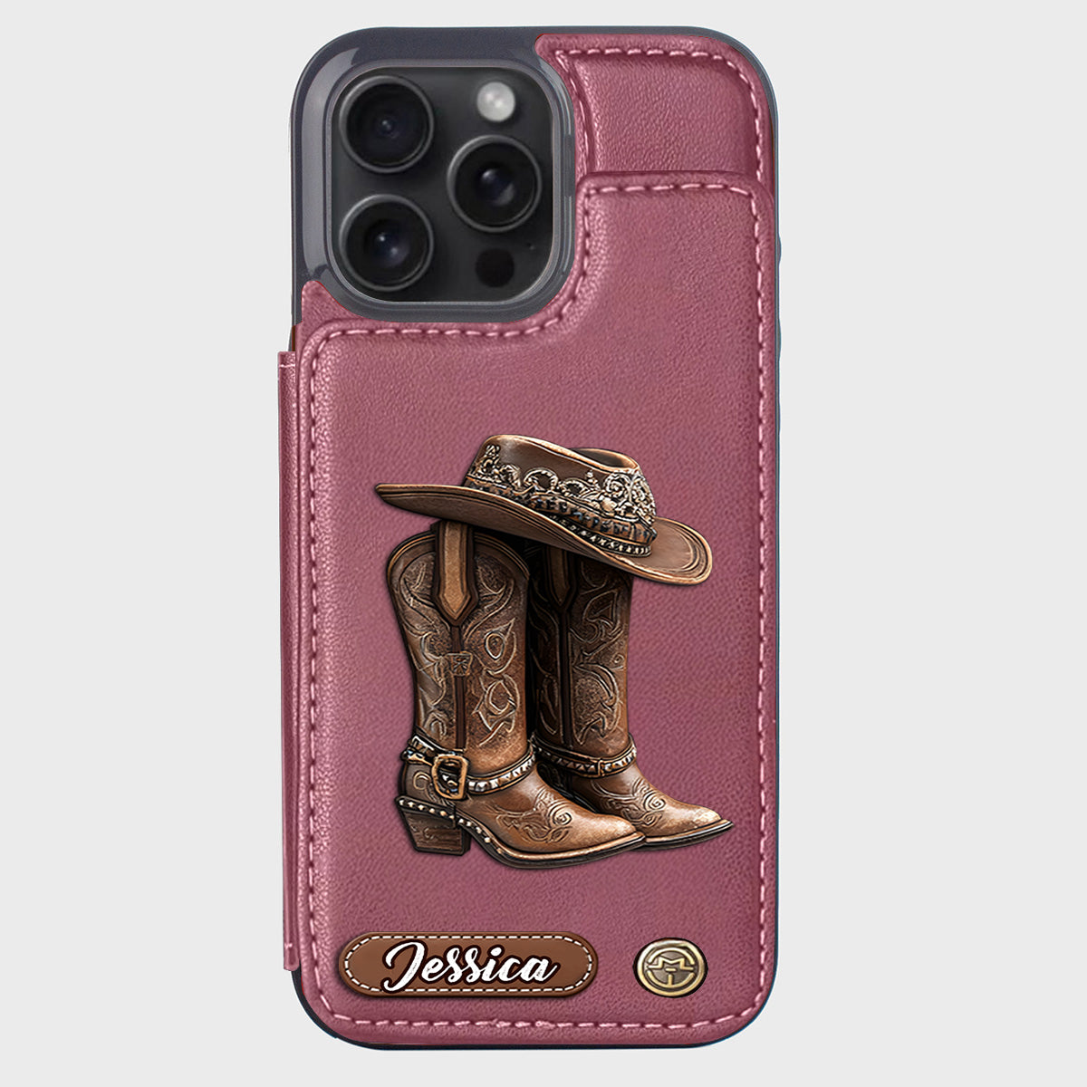 Western Spirit - Étui portefeuille personnalisé pour téléphone, style cowgirl