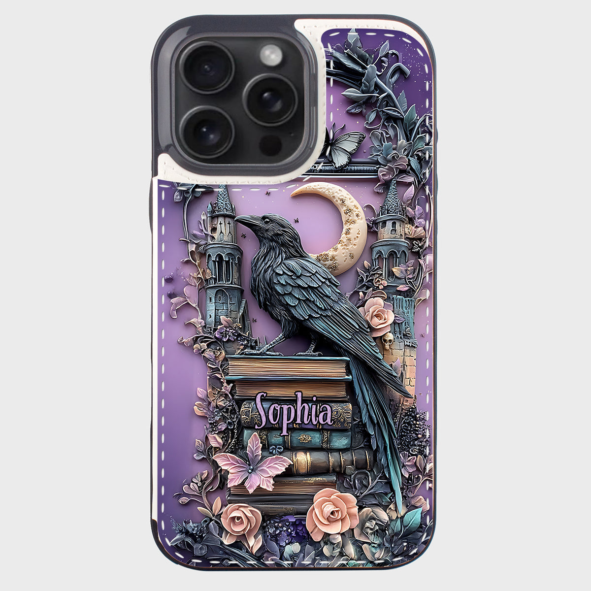 Étui portefeuille pliable personnalisé Dark Academia Book Reader - Étui de téléphone avec livre intégré