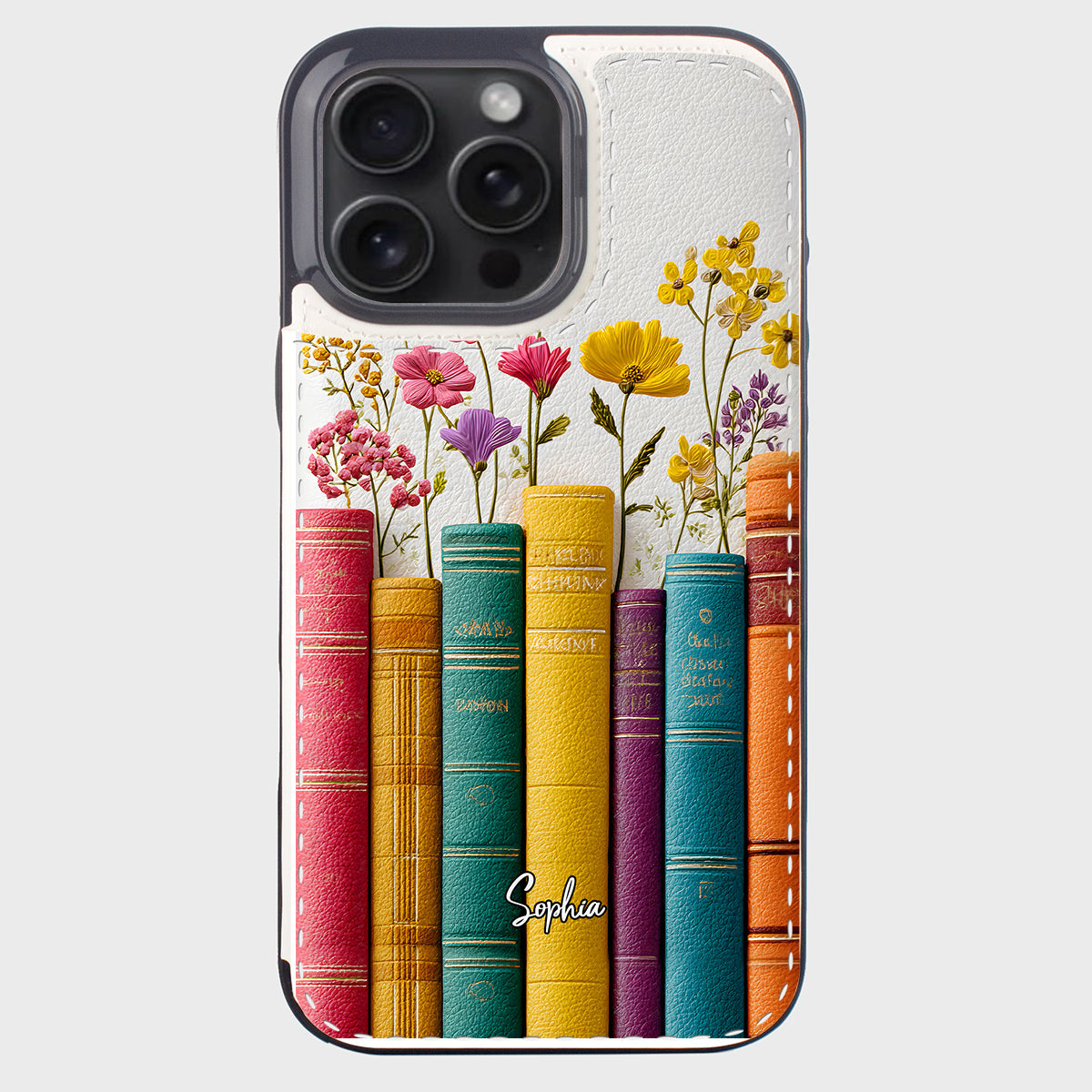 Livre de fleurs vintage - Étui portefeuille pliable personnalisé pour téléphone