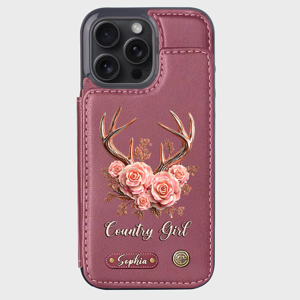 Étui portefeuille personnalisé Country Girl - Étui de téléphone à motif chasse