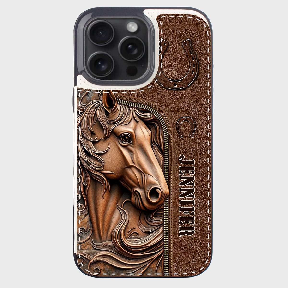 Facilement distrait par les chevaux - Étui portefeuille pliable personnalisé pour téléphone portable avec motif cheval