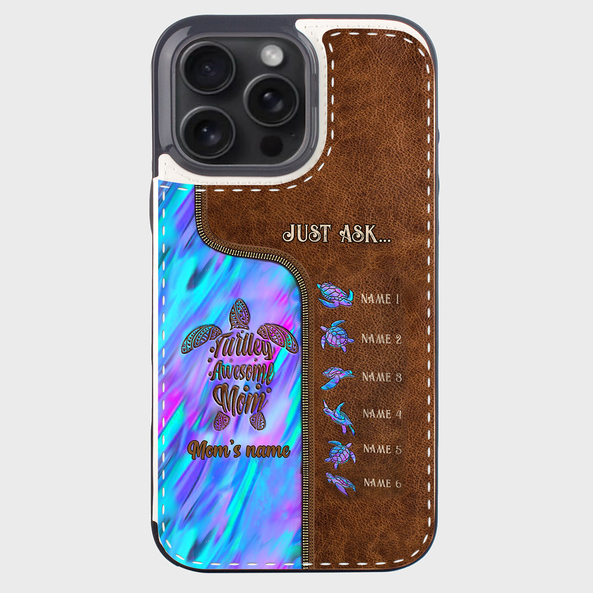 Étui portefeuille pliable personnalisé « Main dans la main » pour téléphone, motif maman