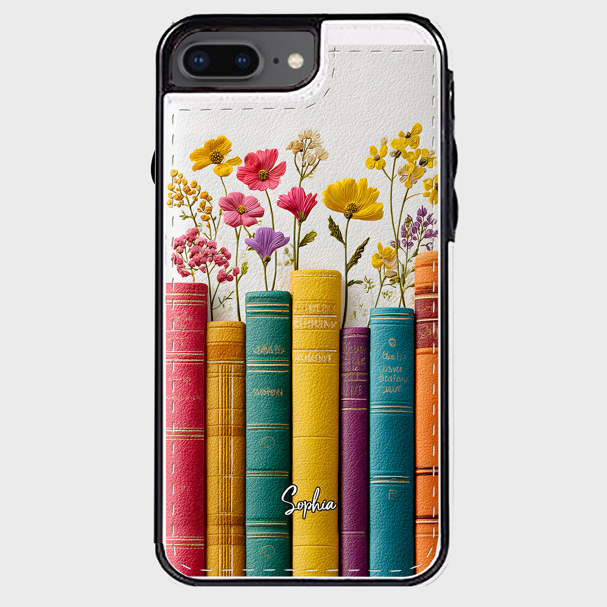 Livre de fleurs vintage - Étui portefeuille pliable personnalisé pour téléphone