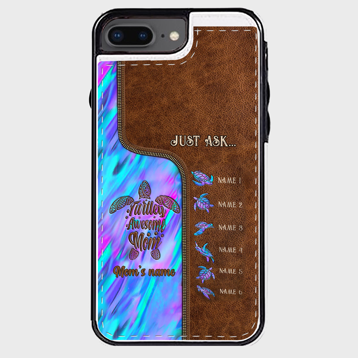 Étui portefeuille pliable personnalisé « Main dans la main » pour téléphone, motif maman