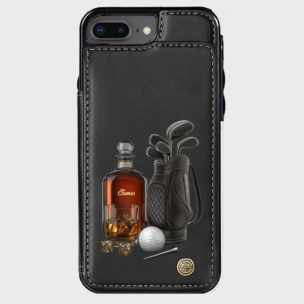Whiskey & Golf - Étui portefeuille de téléphone personnalisé sur le thème du golf