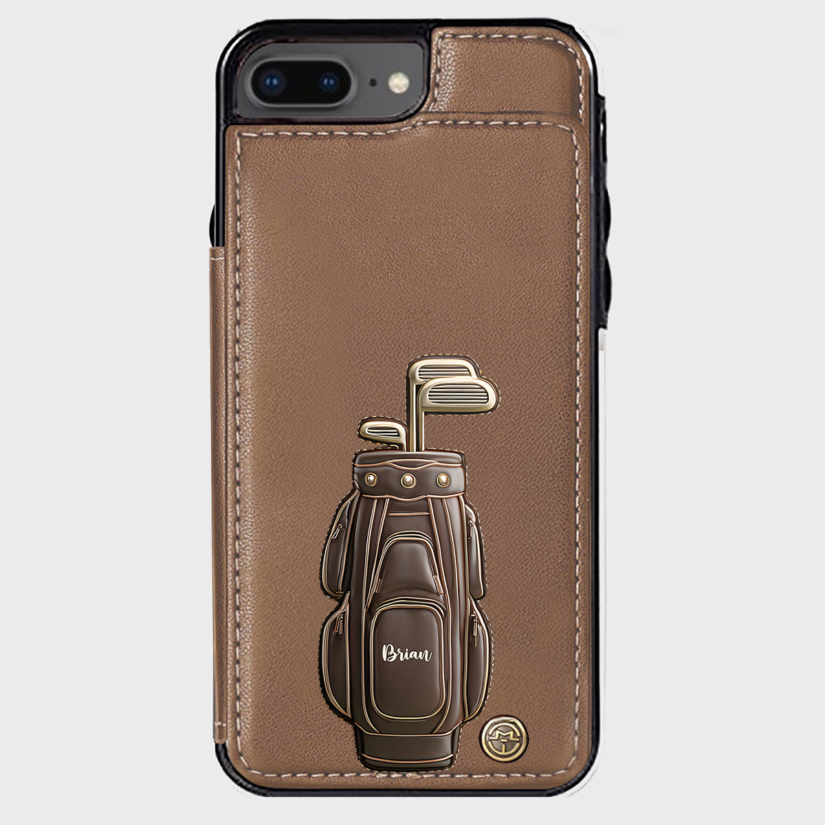 Cadeau de luxe pour golfeur - Étui portefeuille/téléphone personnalisé avec nom - Nom personnalisé