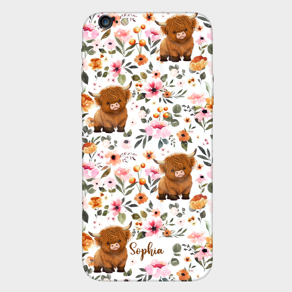 Coque de téléphone personnalisée avec motif vache des Highlands et imprimé intégral
