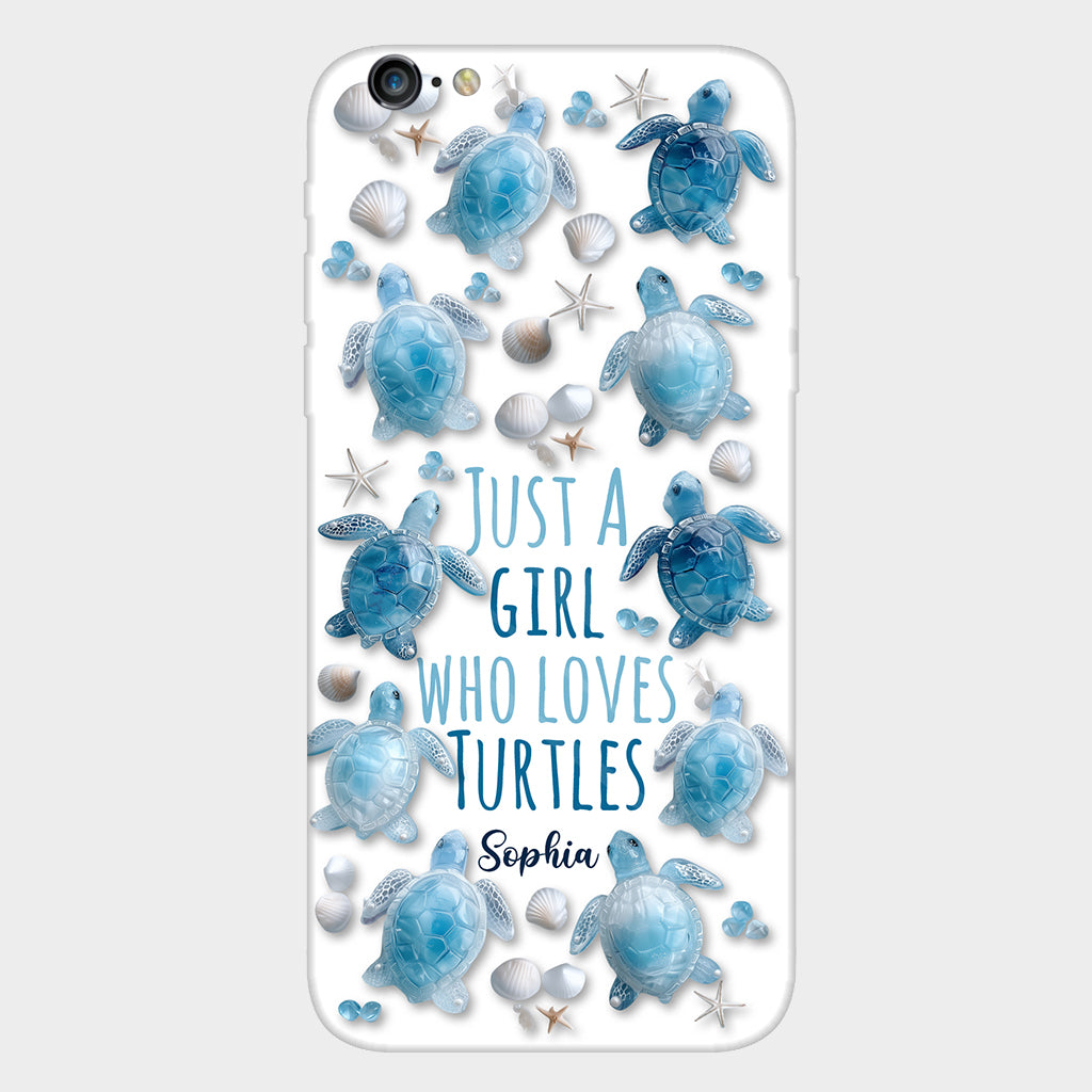 Une fille qui adore les tortues - Coque de téléphone personnalisée avec impression intégrale de tortue