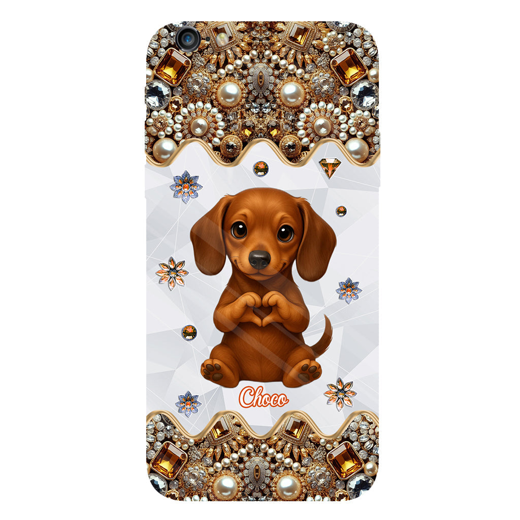 Coque de téléphone personnalisée avec motif de chiot/chat faisant des cœurs avec ses mains