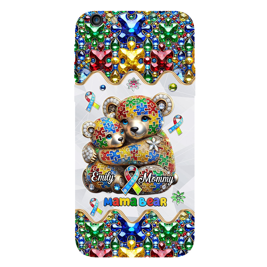 Coque de téléphone personnalisée « Maman Ours » pour la sensibilisation à l'autisme (avec impression intégrale)