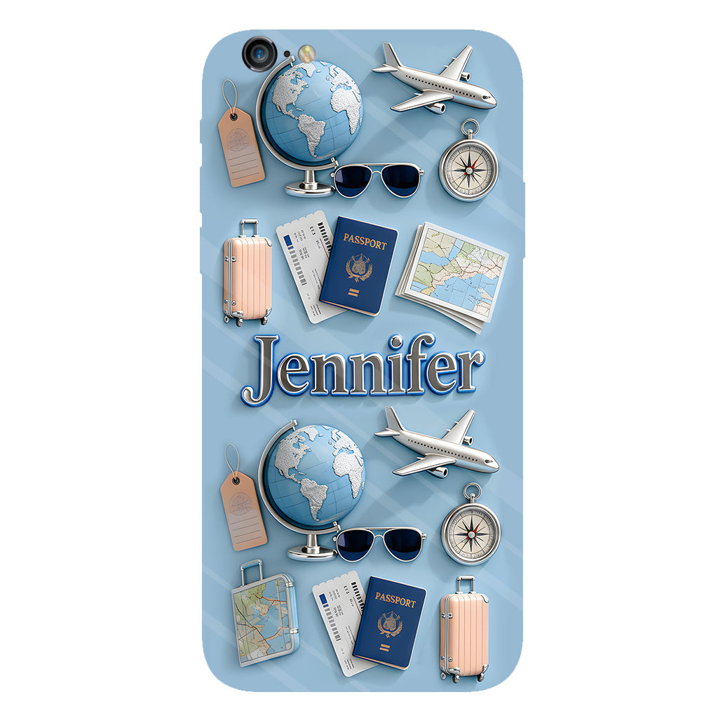 Une fille qui adore voyager - Coque de téléphone personnalisée avec impression intégrale sur le thème du voyage