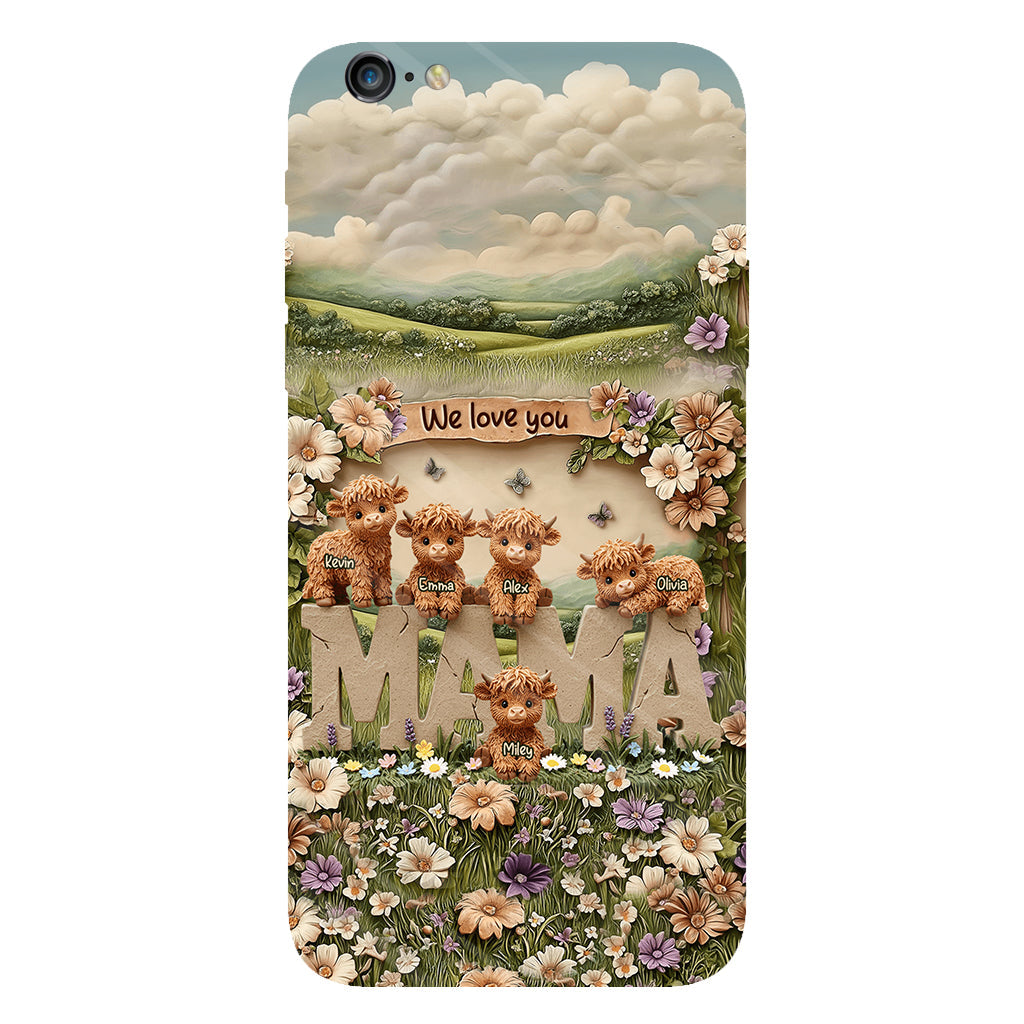 Coque de téléphone personnalisée avec motif vache des Highlands mignonne, maman et grand-mère - Coque de téléphone imprimée intégralement pour maman