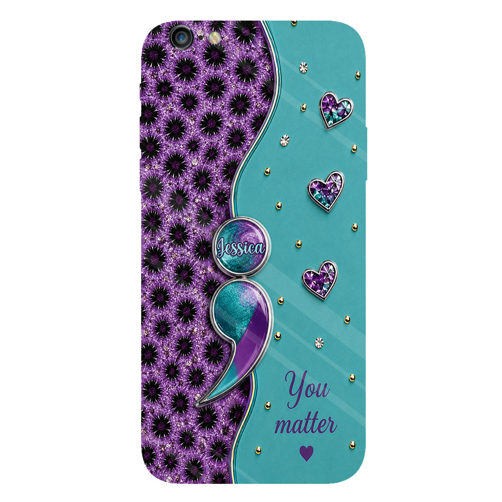 You Matter Teal Purple Semicolon - Personalized Suicide Prevention Full Print Phone Case