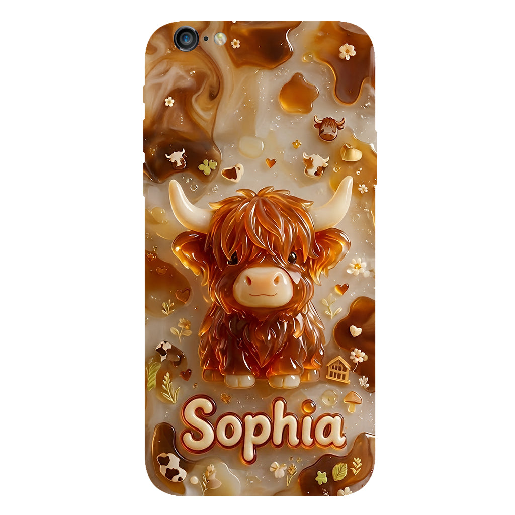 Highland Cow 3D Jelly Effect - Personalized Highland Cow Full Print Phone Case