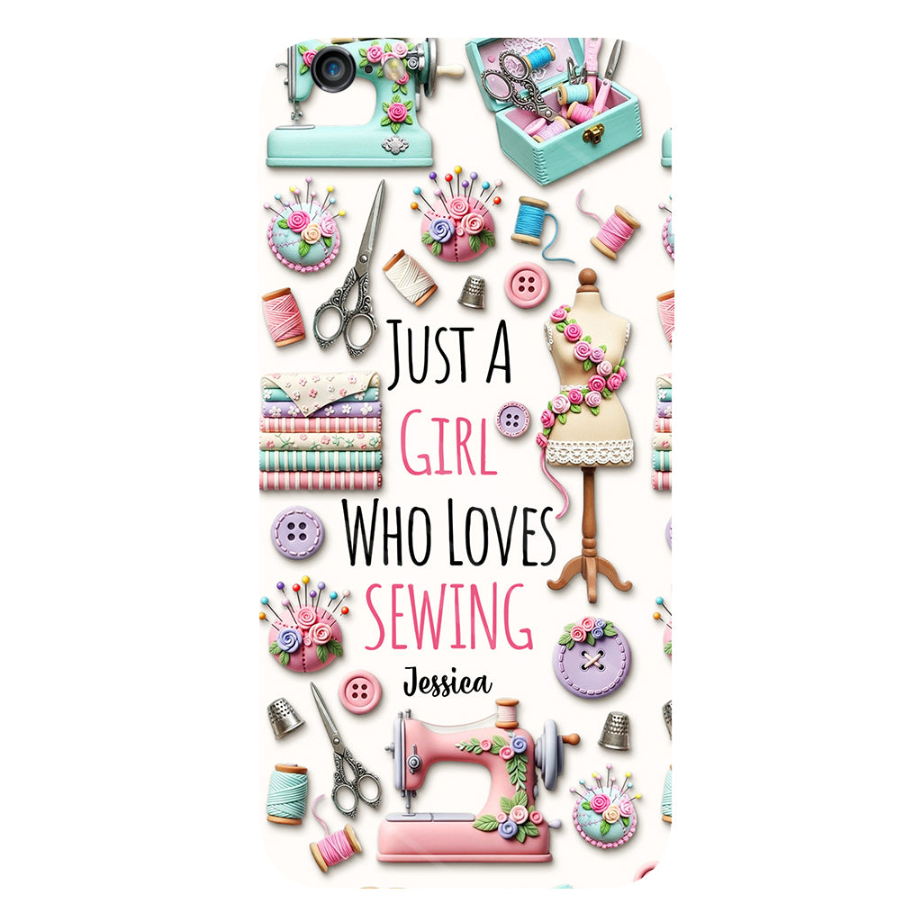 Coque de téléphone personnalisée « Juste une fille qui aime coudre » avec impression intégrale