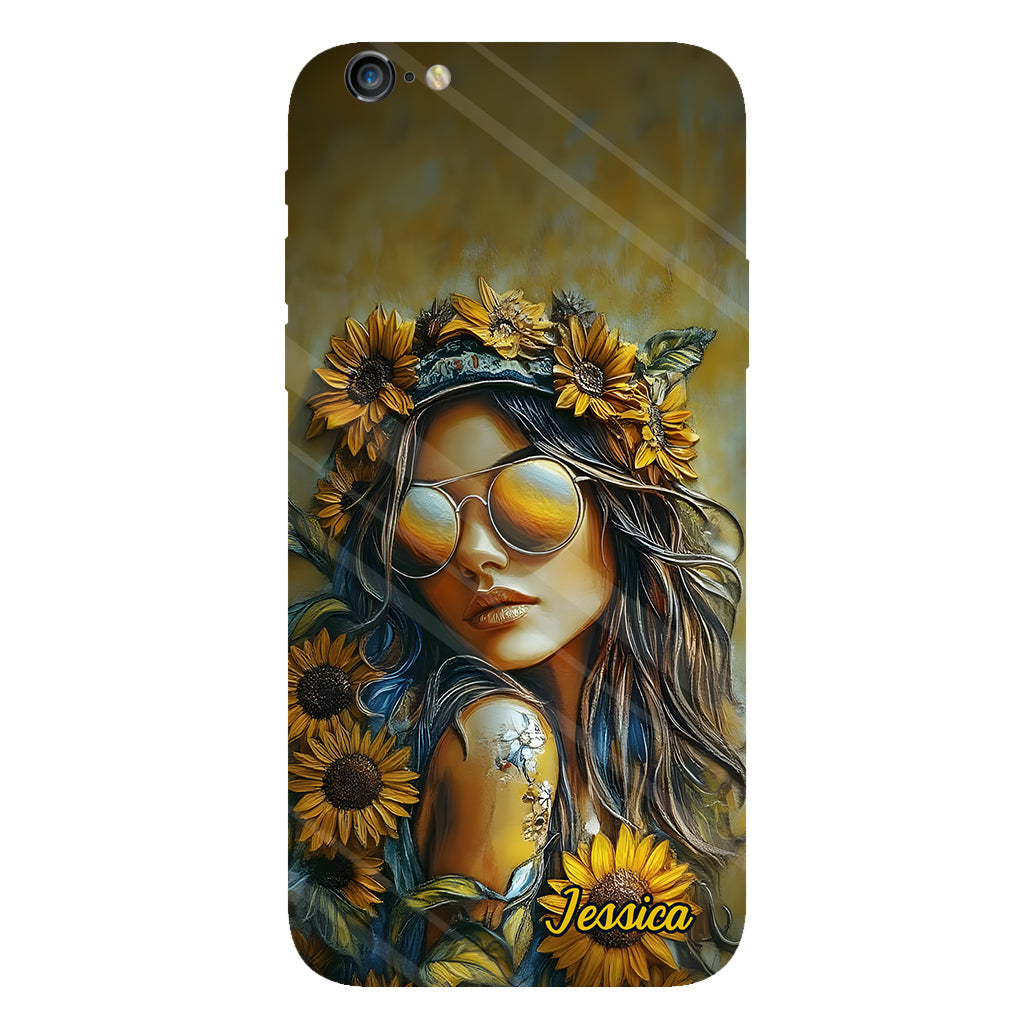 Coque de téléphone personnalisée Hippie Soul Sunflower Girl - Motif hippie intégral