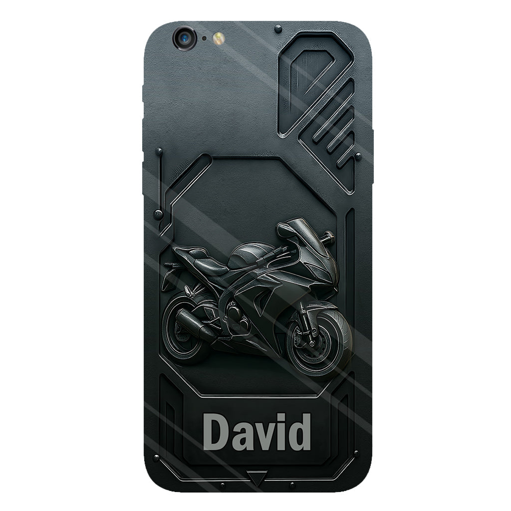 Coque de téléphone personnalisée pour motard, style cruiser/sportif, avec impression intégrale.