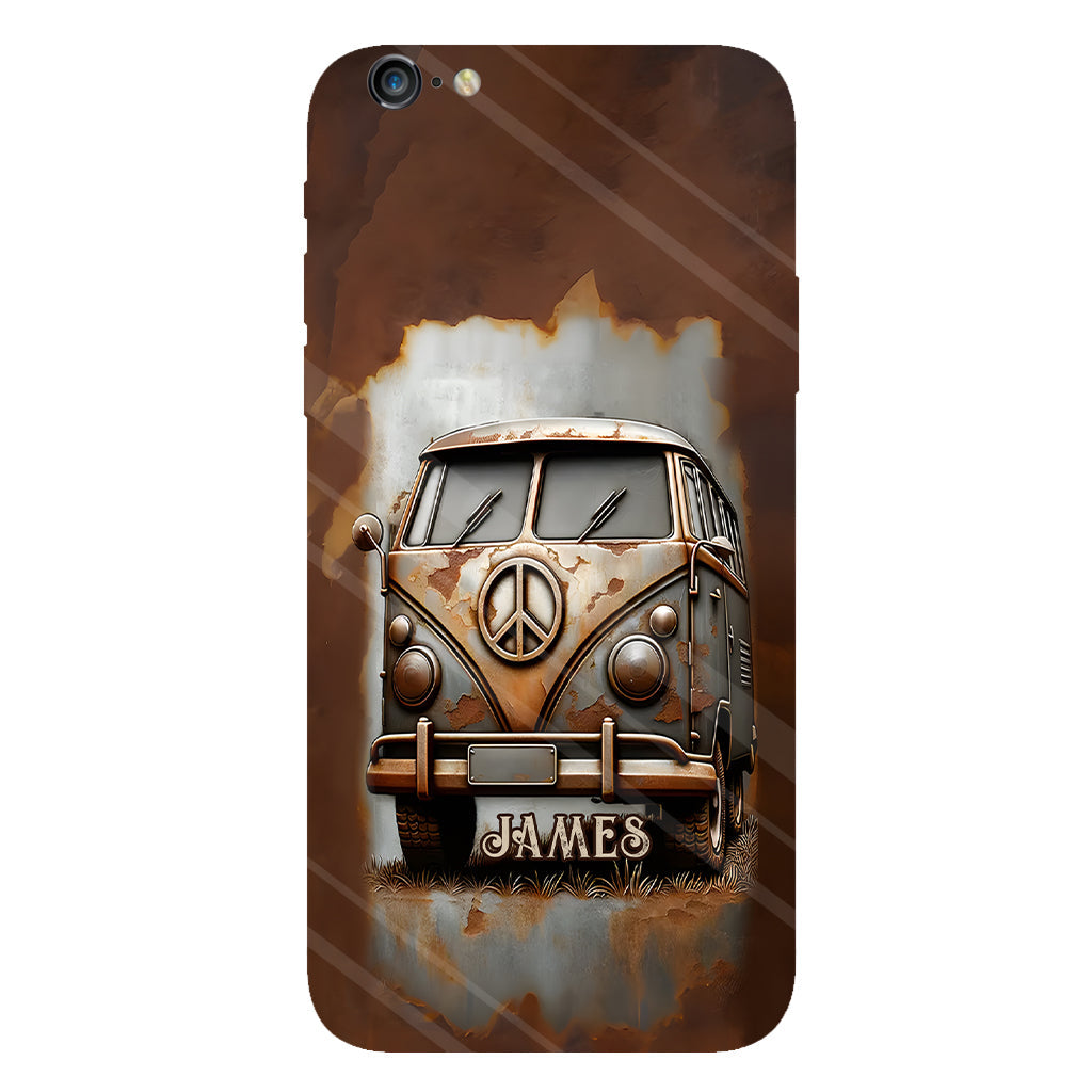 Camper Van Peace Symbol Vintage Soul - Personalized Hippie Full Print Phone Case