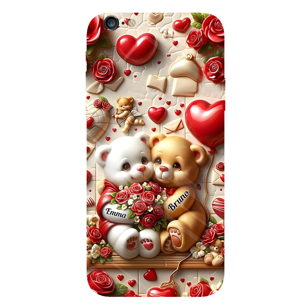 Couple d'ours mignons - Coque de téléphone personnalisée avec impression intégrale pour couple