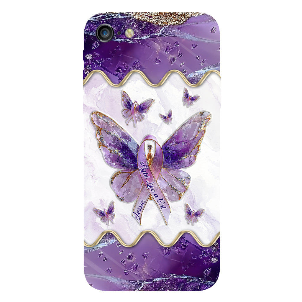 Combattez comme une fille - Coque de téléphone personnalisée avec impression intégrale pour la sensibilisation au lupus