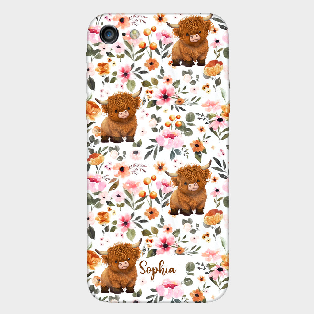 Coque de téléphone personnalisée avec motif vache des Highlands et imprimé intégral