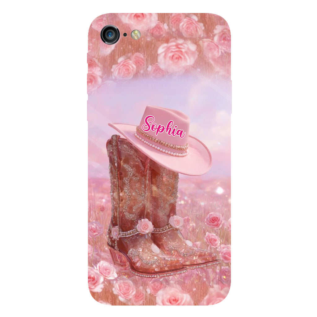 Floral Cowgirl - Personalized Cowgirl Full Print Phone Case & Phone Grip
